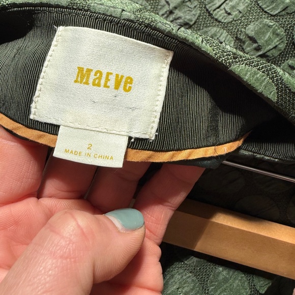 MAEVE Anthropologie green on green polka dot pencil skirt SIZE 2 - Picture 5 of 7